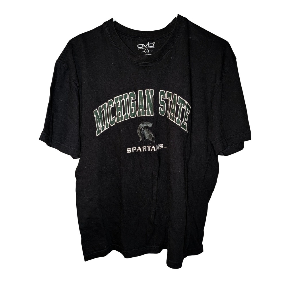 Old Varsity Brand Michigan State Spartans Mens Large‎ Black Graphic T-Shirt NCAA